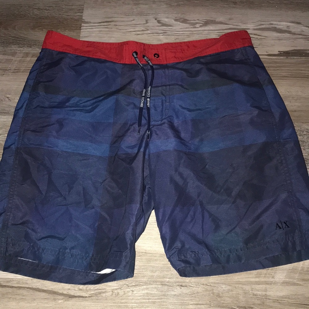 Armani Exchange blue and red board shorts swimwear size medium